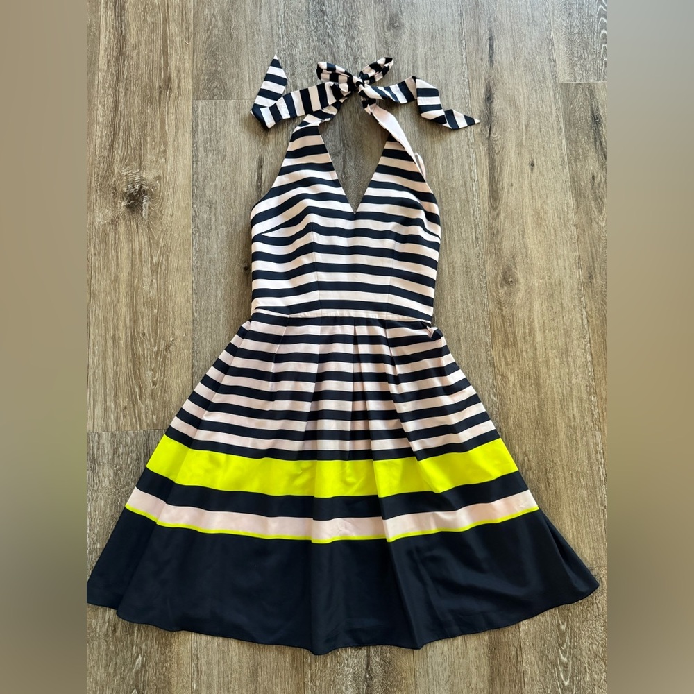 Ted Baker Sarera Stripe Multicolored Halter Fit and Flare Dress Size Ted 1/US